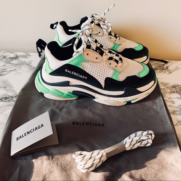 Balenciaga Shoes - Balenciaga Triple S Green Sneakers